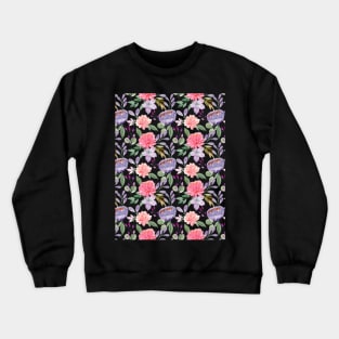 Repeated Watercolor Flower Pattern Crewneck Sweatshirt